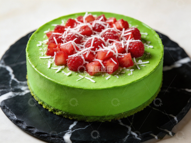 高清大图下载【趣麦麦图】抹茶蛋糕草莓装饰甜点