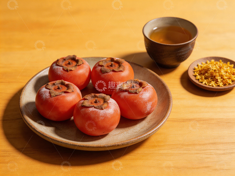 高清大图下载【趣麦麦图】柿子茶点静物摄影
