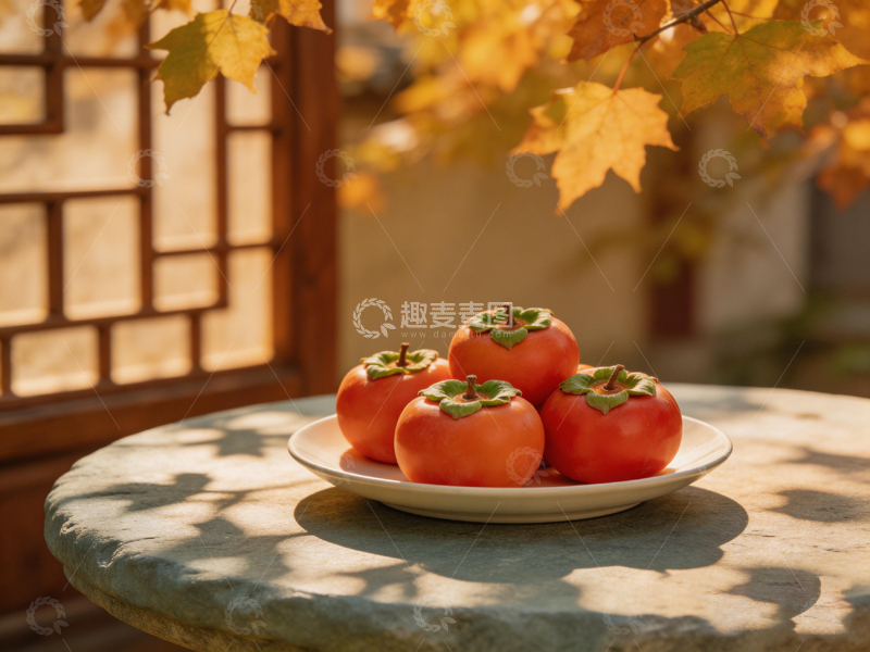 高清大图下载【趣麦麦图】秋日庭院柿子静物摄影