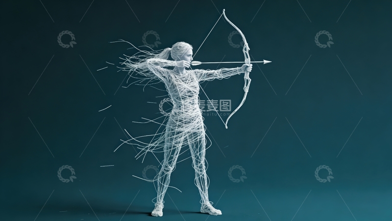 高清大图下载【趣麦麦图】超现实线条画-体育系列-射箭
