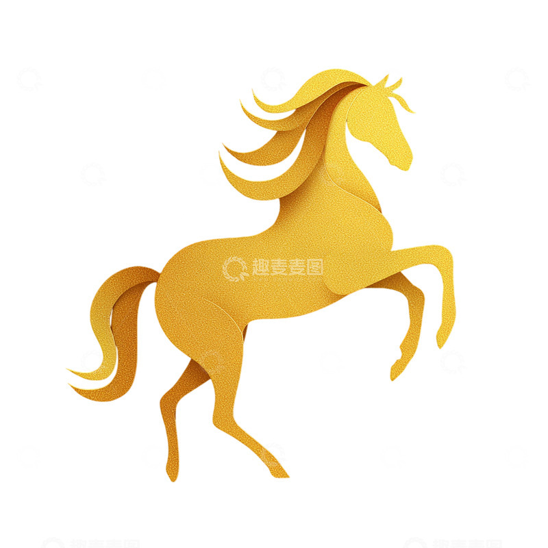 高清大图下载【趣麦麦图】金色奇幻独角兽腾空而起