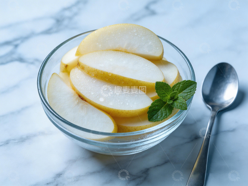 高清大图下载【趣麦麦图】清新玻璃碗梨片