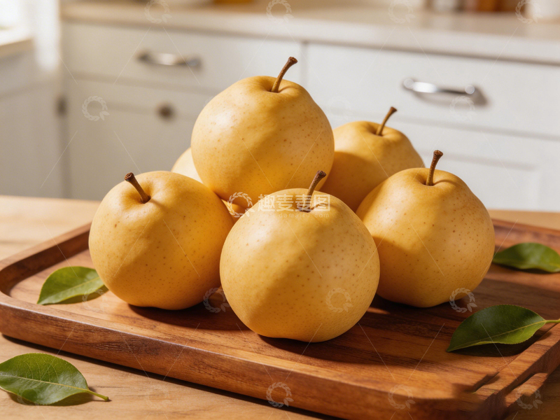 高清大图下载【趣麦麦图】简约厨房黄梨摆盘摄影图