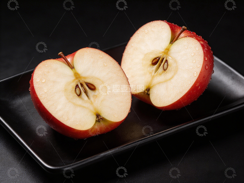 高清大图下载【趣麦麦图】黑色盘子红苹果美食摄影
