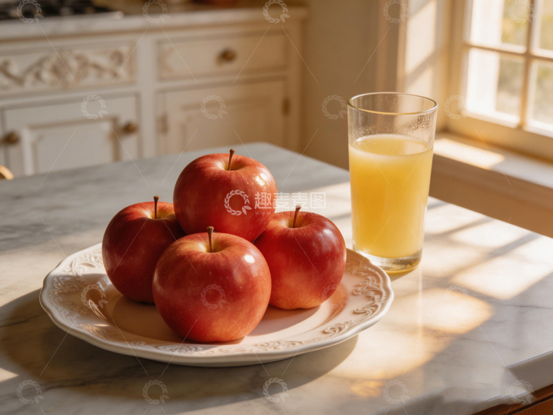 高清大图下载【趣麦麦图】晨光苹果果汁家居摄影