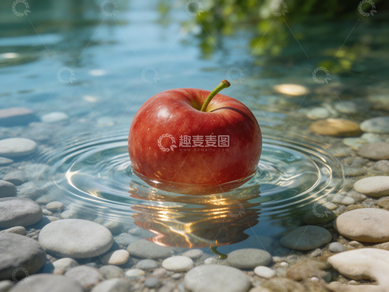 高清大图下载【趣麦麦图】自然苹果水面静物摄影