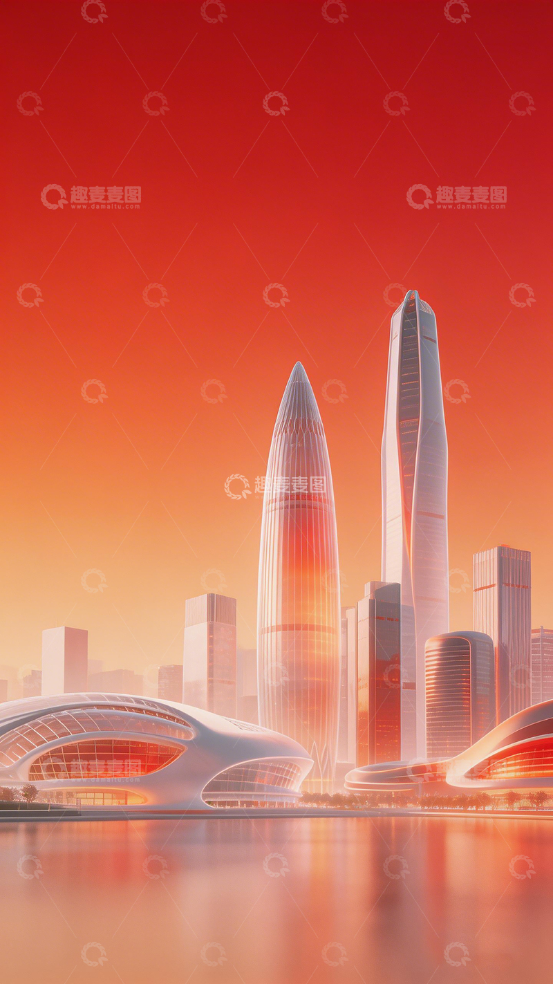 高清大图下载【趣麦麦图】未来城市天际线科幻建筑