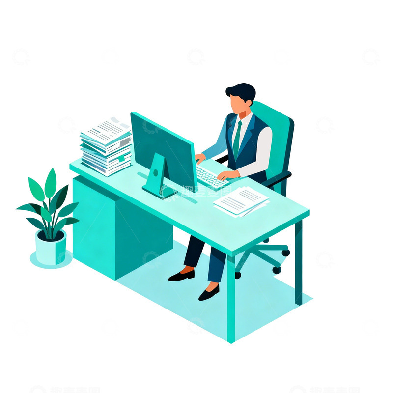 高清大图下载【趣麦麦图】商务办公场景矢量插画