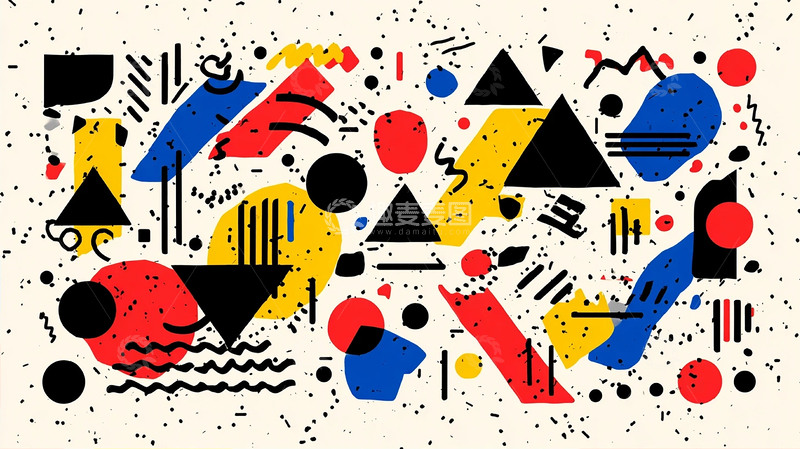 高清大图下载【趣麦麦图】色彩狂想曲：抽象几何的交响