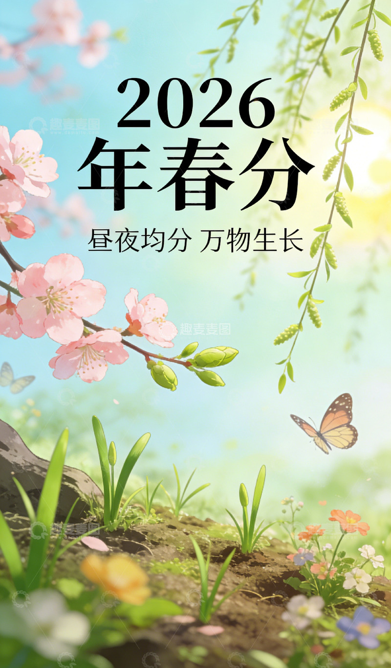 高清大图下载【趣麦麦图】春分景色插画