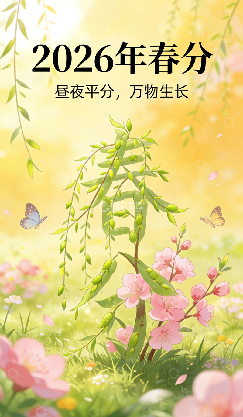 高清大图下载【趣麦麦图】春分风光海报设计