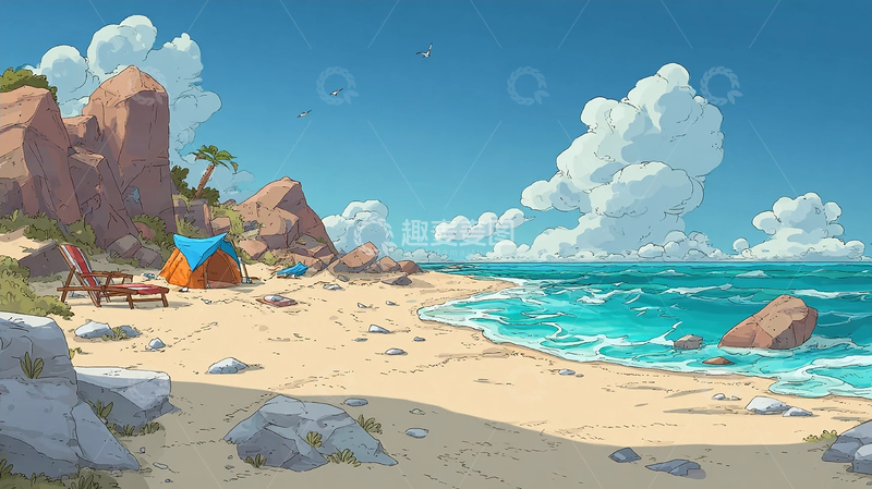 高清大图下载【趣麦麦图】海风与岩石的静谧午后