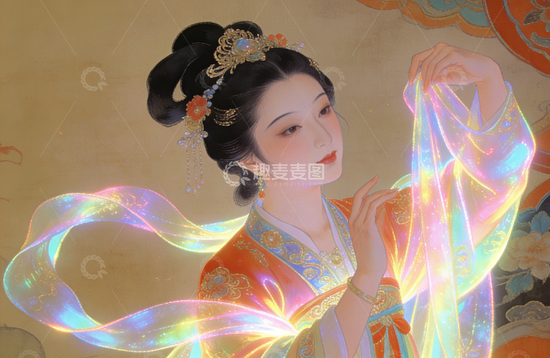 高清大图下载【趣麦麦图】古风仙女飘逸丝带绘画