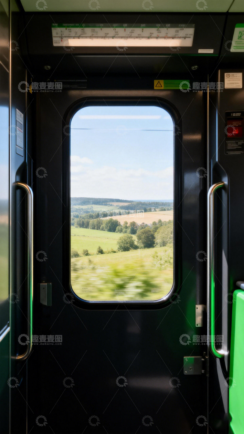 高清大图下载【趣麦麦图】列车窗外田园风光