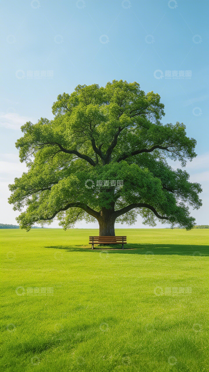 高清大图下载【趣麦麦图】绿荫下长凳自然风光