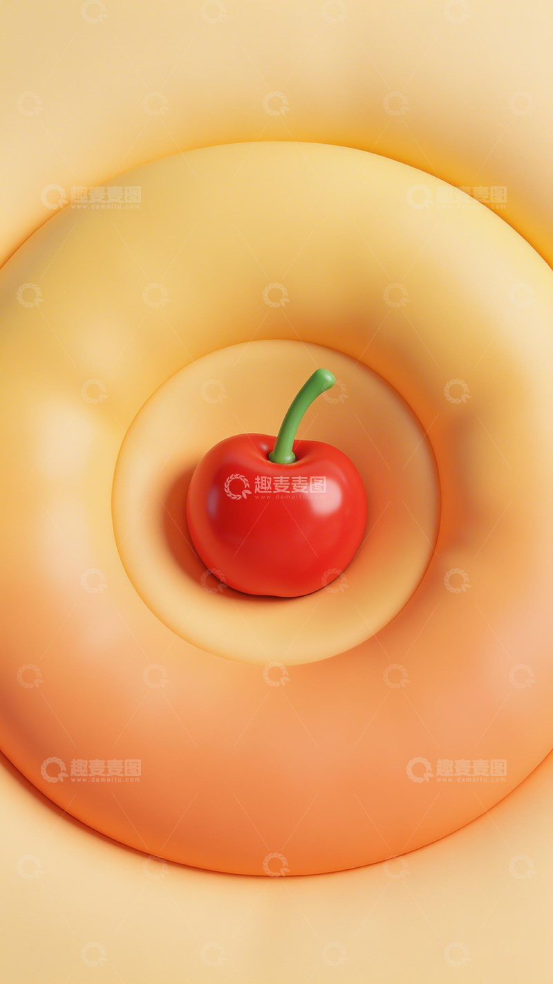 高清大图下载【趣麦麦图】螺旋图案红樱桃创意插画