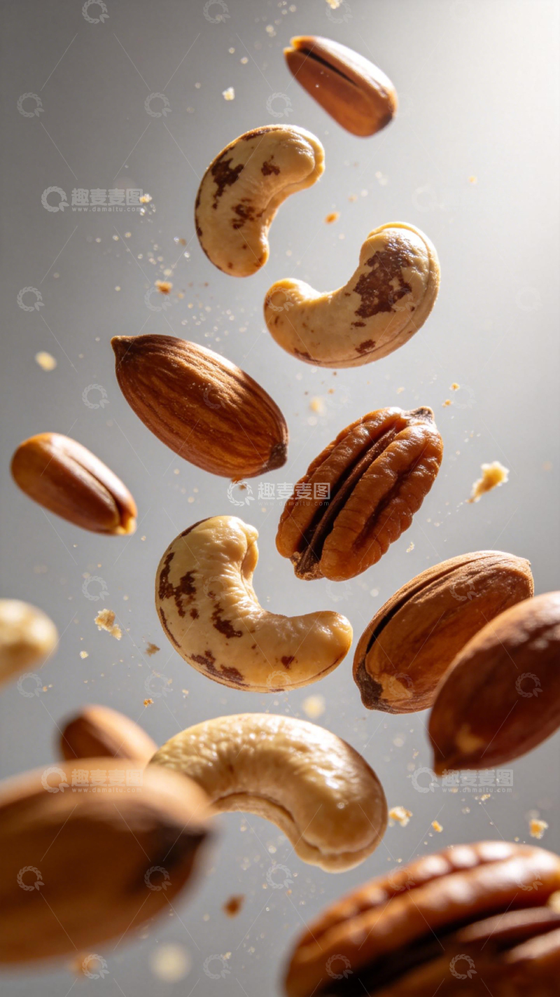 高清大图下载【趣麦麦图】坚果悬浮美食摄影9
