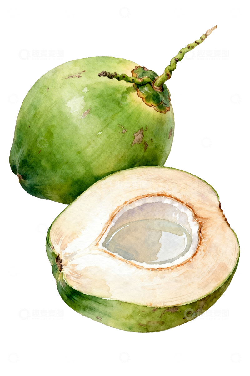 源文件下载【趣麦麦图】手绘风格青皮椰子2