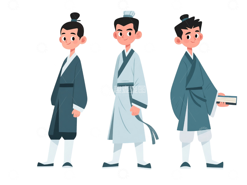 源文件下载【趣麦麦图】扁平卡通古装青年1