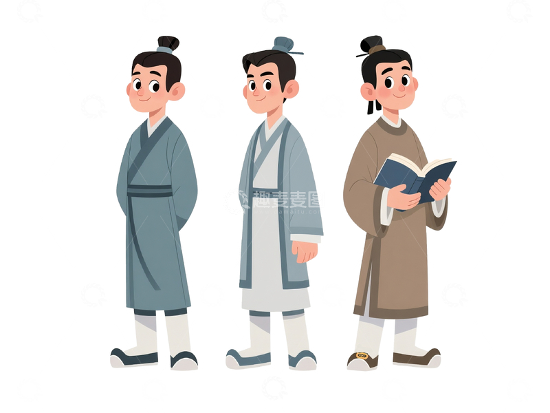 源文件下载【趣麦麦图】扁平卡通古装青年2