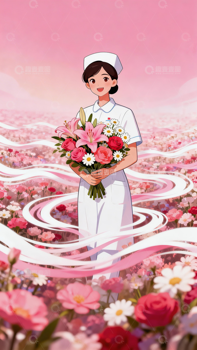 高清大图下载【趣麦麦图】护士节插画海报2