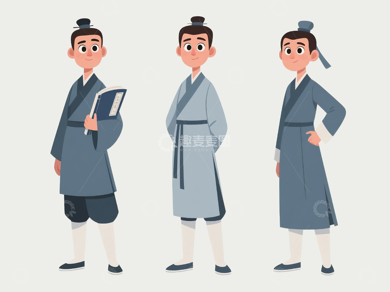 源文件下载【趣麦麦图】扁平卡通古装青年4