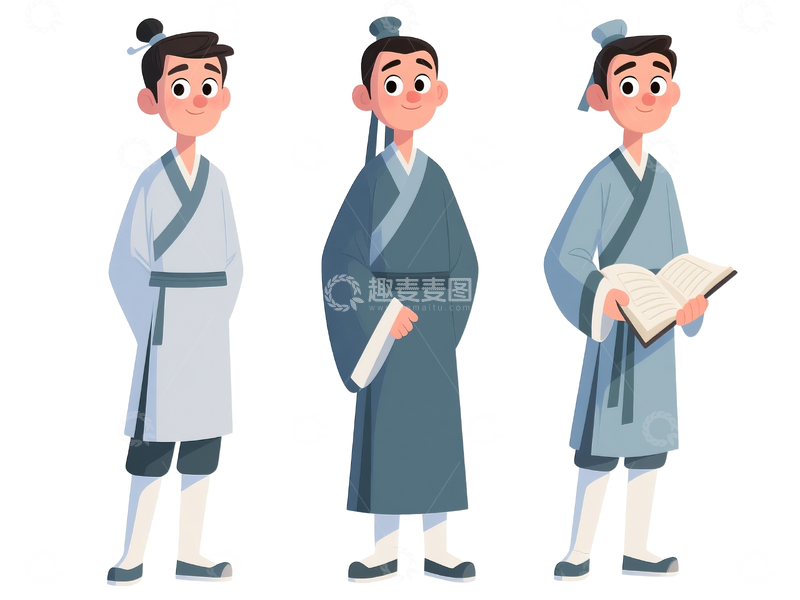 源文件下载【趣麦麦图】扁平卡通古装青年5