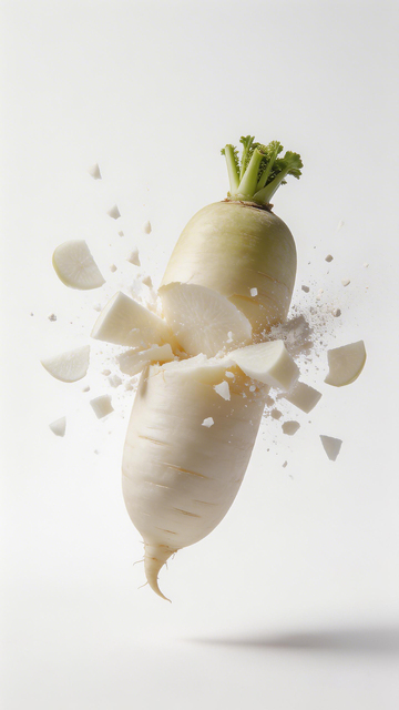 悬浮白萝卜创意摄影