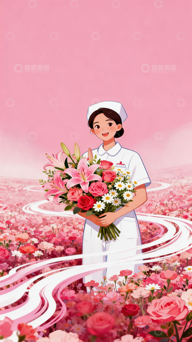 高清大图下载【趣麦麦图】护士节插画海报1
