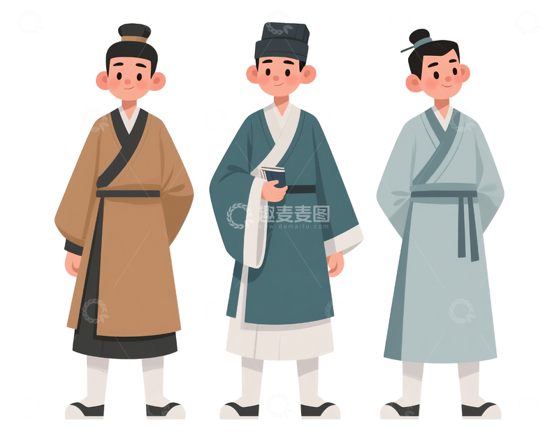 源文件下载【趣麦麦图】扁平卡通古装青年6