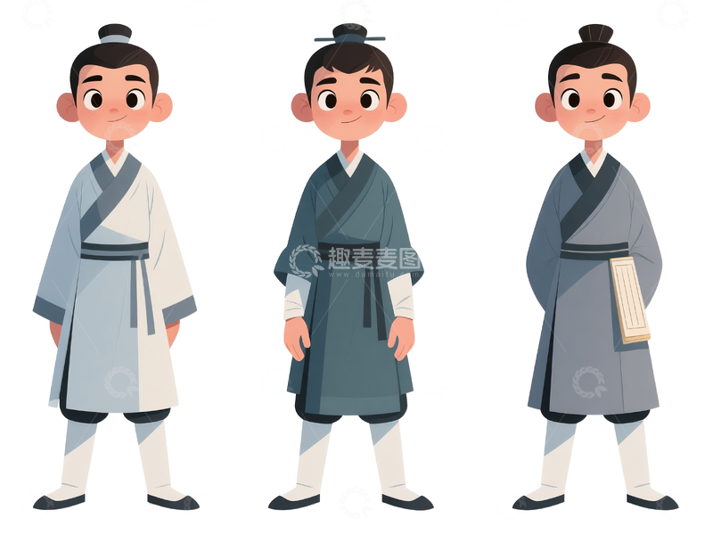 源文件下载【趣麦麦图】扁平卡通古装青年7