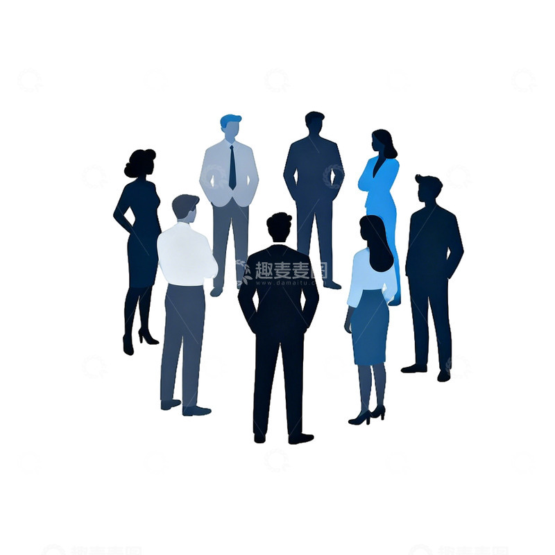 高清大图下载【趣麦麦图】商务人群剪影插画矢量素材