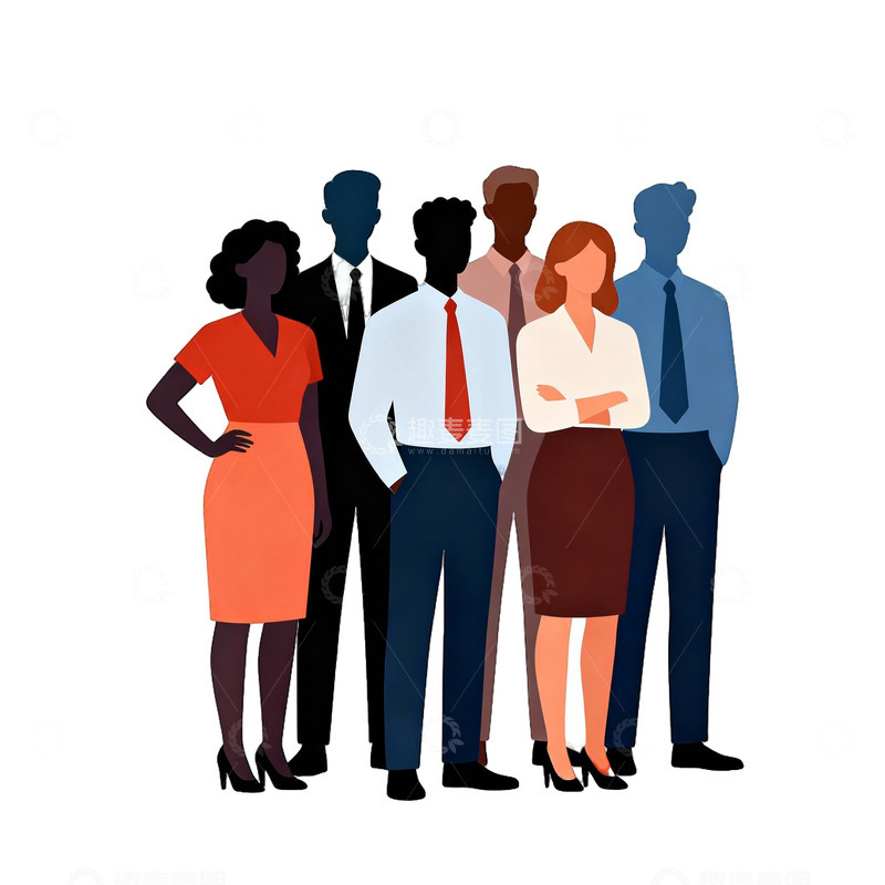 高清大图下载【趣麦麦图】团队插画商务人士剪影