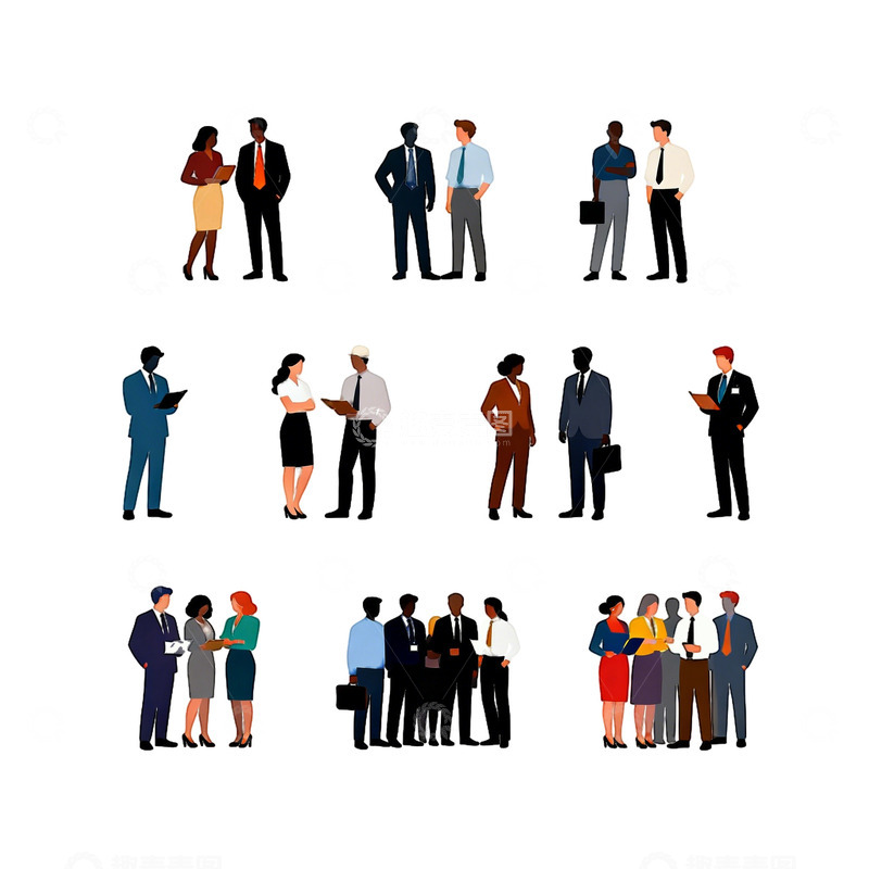 高清大图下载【趣麦麦图】商务人物插画矢量素材集