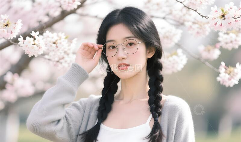 高清大图下载【趣麦麦图】春日樱花下的女神少女青春写真