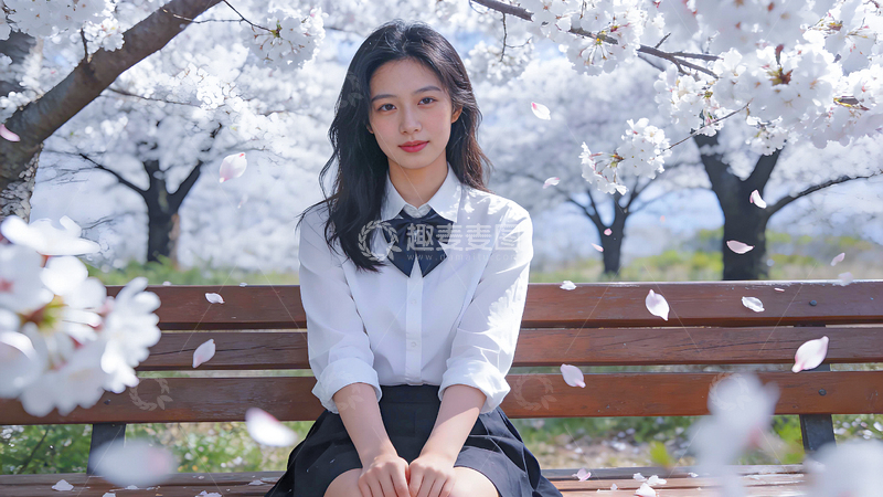 高清大图下载【趣麦麦图】樱花开少女写真自然风光写真