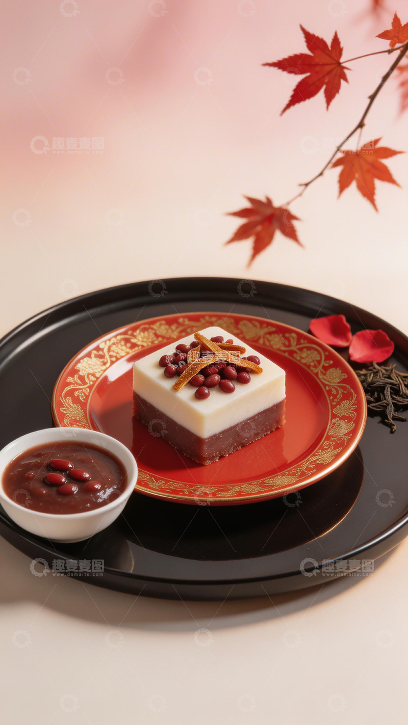 高清大图下载【趣麦麦图】秋日甜点红叶糕点美食摄影