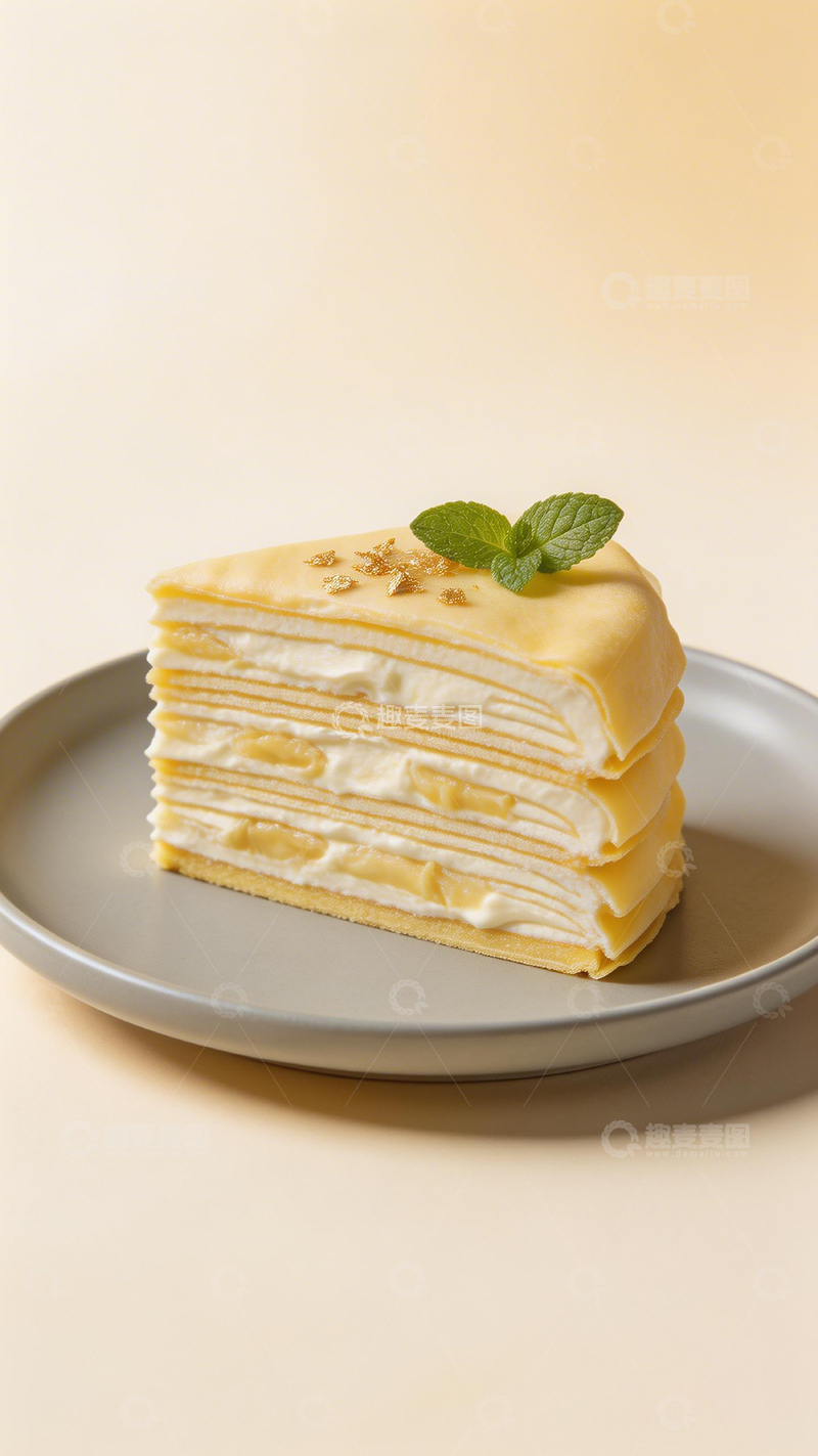 高清大图下载【趣麦麦图】奶油千层蛋糕美食摄影
