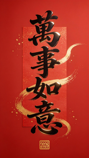 红色喜庆万事如意海报设计素材
