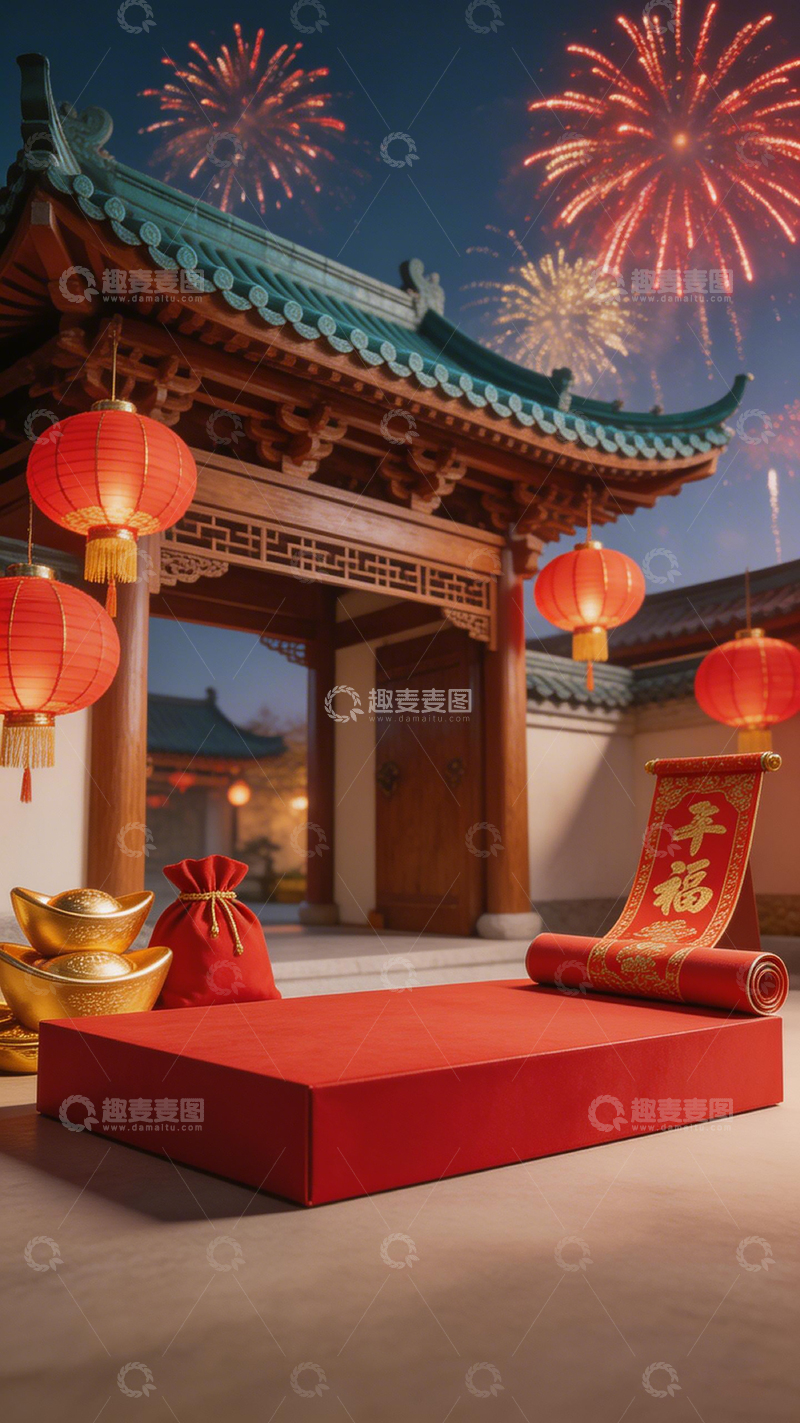 高清大图下载【趣麦麦图】传统中式节庆场景布置