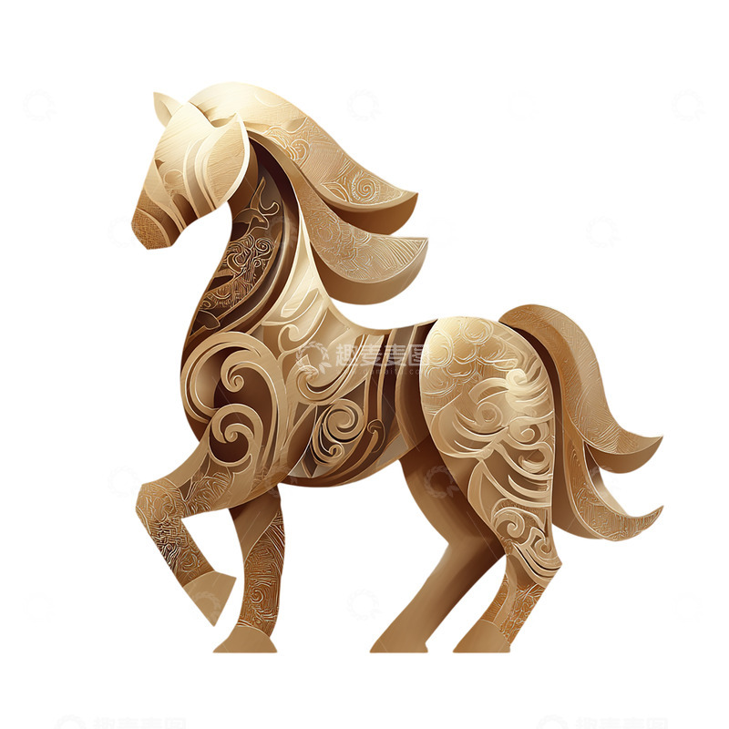 高清大图下载【趣麦麦图】华丽木质马雕塑闪耀