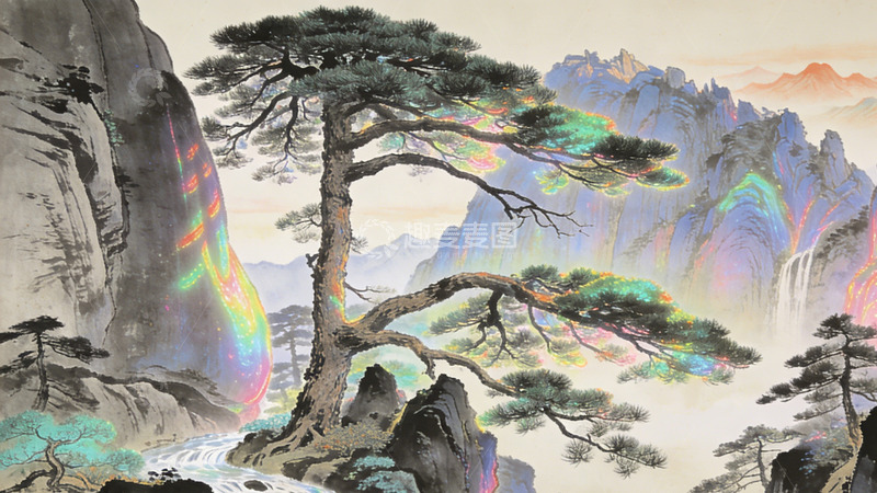 高清大图下载【趣麦麦图】山水画松树风景国画艺术装饰画