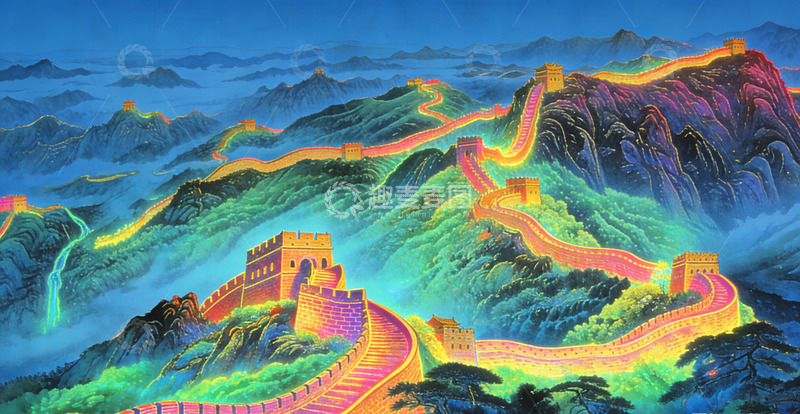 高清大图下载【趣麦麦图】梦幻长城风光艺术画作装饰画