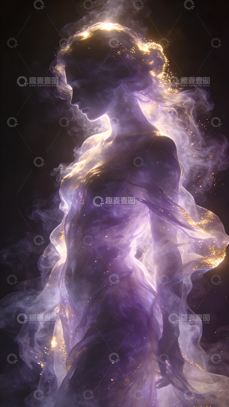 高清大图下载【趣麦麦图】梦幻紫色烟雾人物艺术摄影