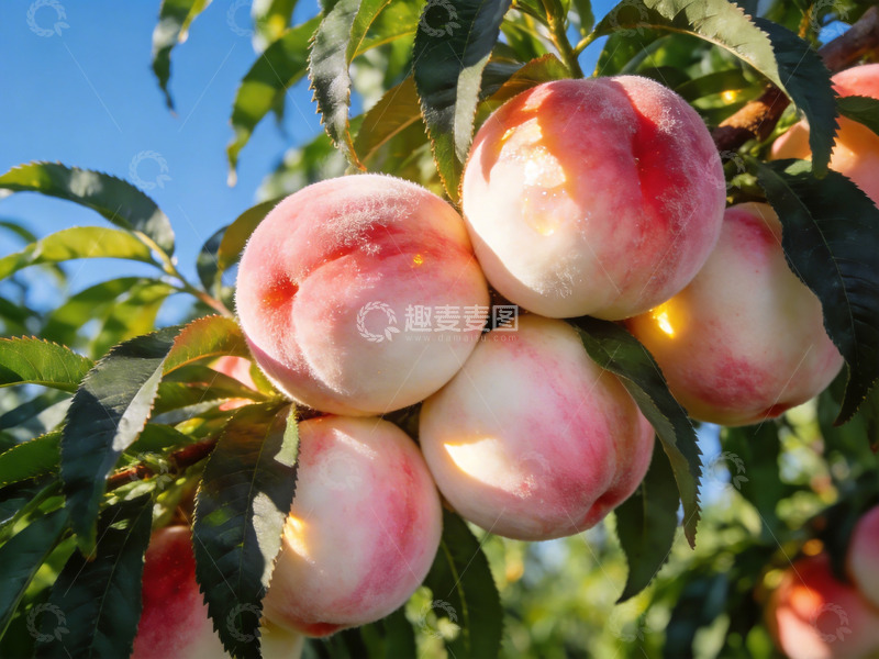 高清大图下载【趣麦麦图】夏日果园里的水蜜桃特写2