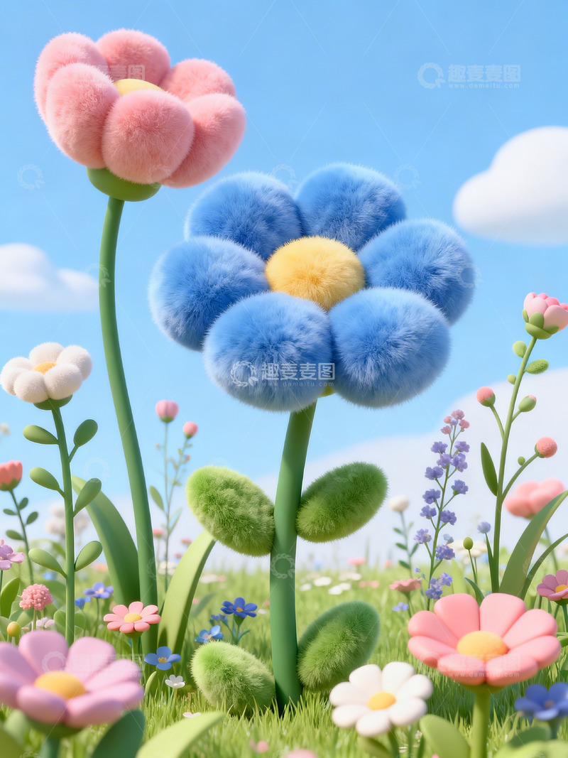 高清大图下载【趣麦麦图】毛绒质感的花草