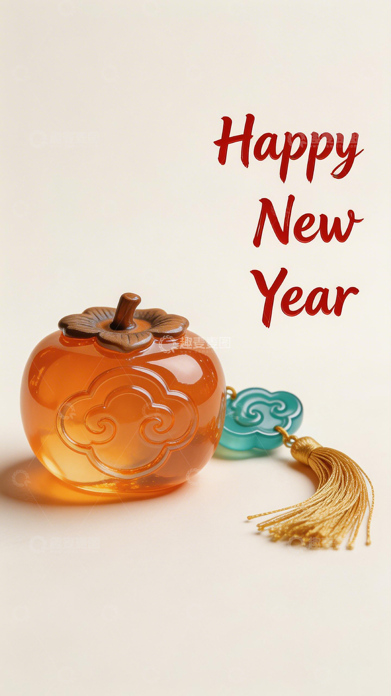 高清大图下载【趣麦麦图】新年祝福橙色罐子装饰物