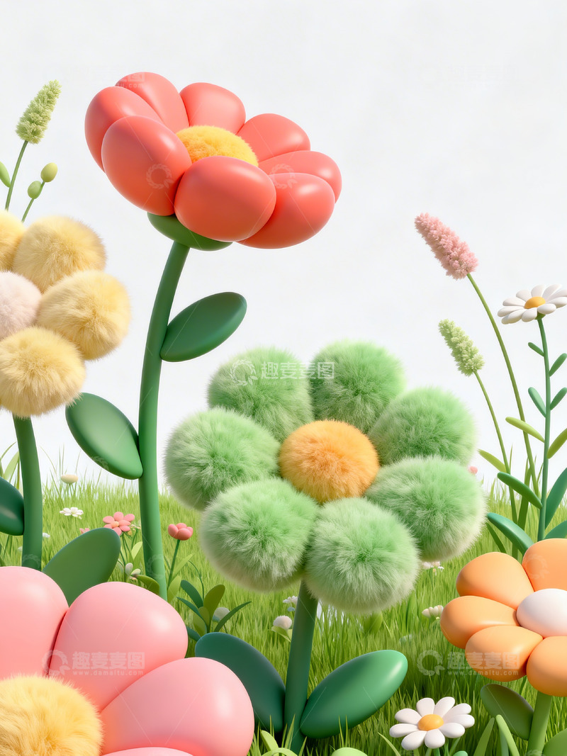 高清大图下载【趣麦麦图】毛绒质感的花草7