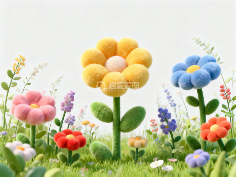 高清大图下载【趣麦麦图】毛绒质感的花草4