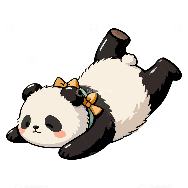 源文件下载【趣麦麦图】卡通熊猫可爱趴姿插画